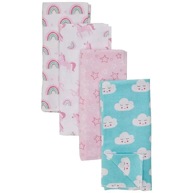 Luvable Friends – 4Pk Baby Cotton Flannel Burp Cloths, Rainbow