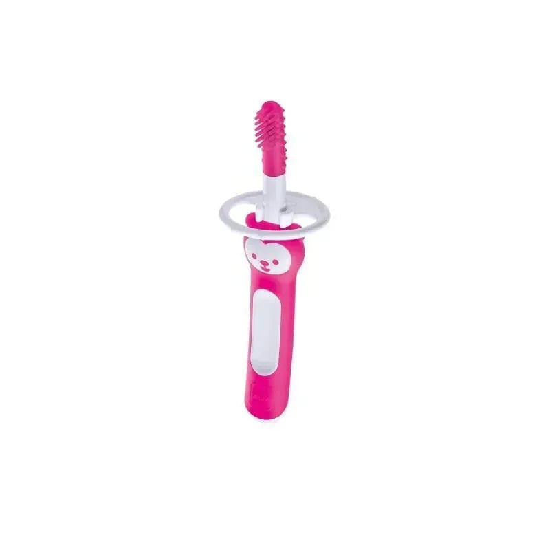 MAM 3+ Months Massaging Baby Toothbrush, Gum Cleaner and Massager – Pink