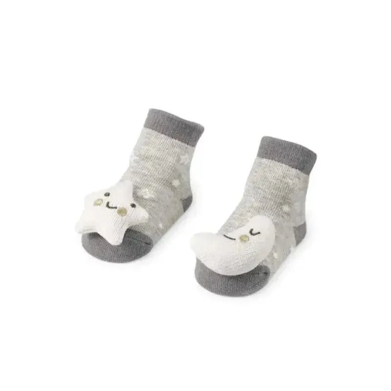 Mud Pie – Gray Moon & Star Rattle Toe Socks