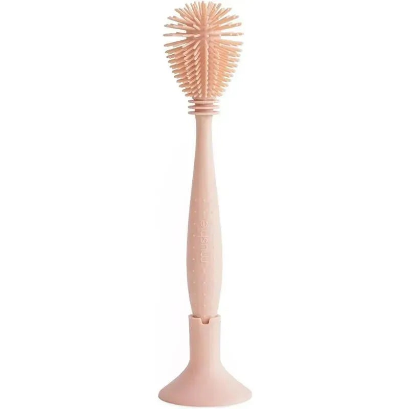 Mushie – Baby Bottle Brush, Soft Silicone with Suction Base, Blush