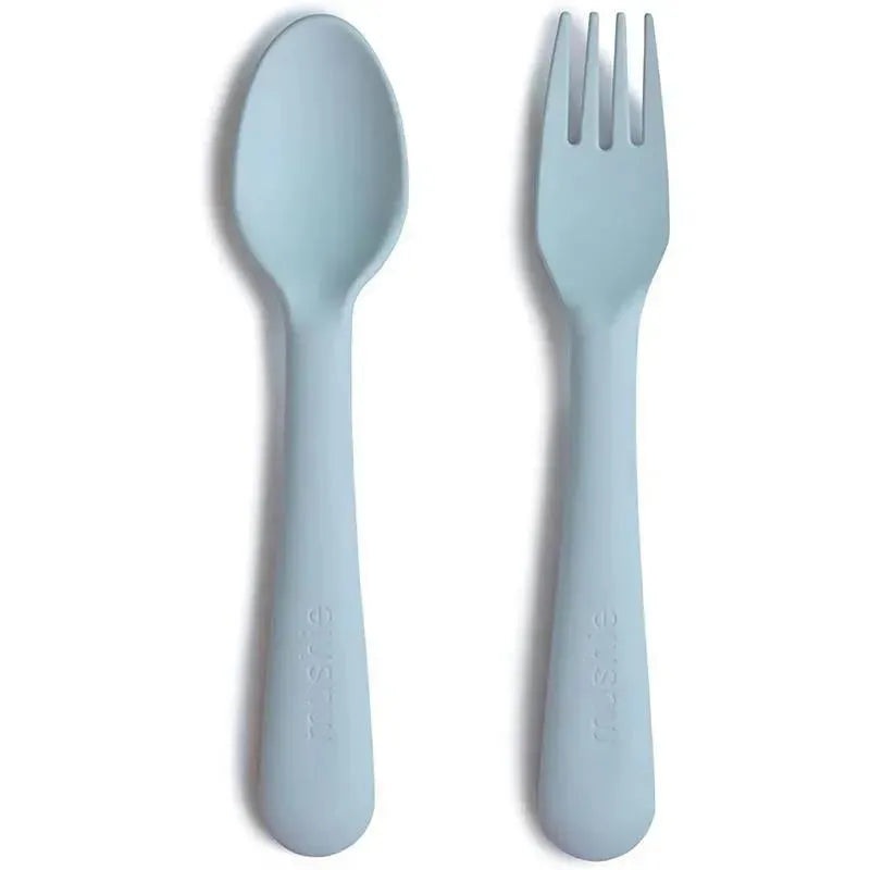 Mushie – Flatware Fork & Spoon Set For Kids, Powder Blue