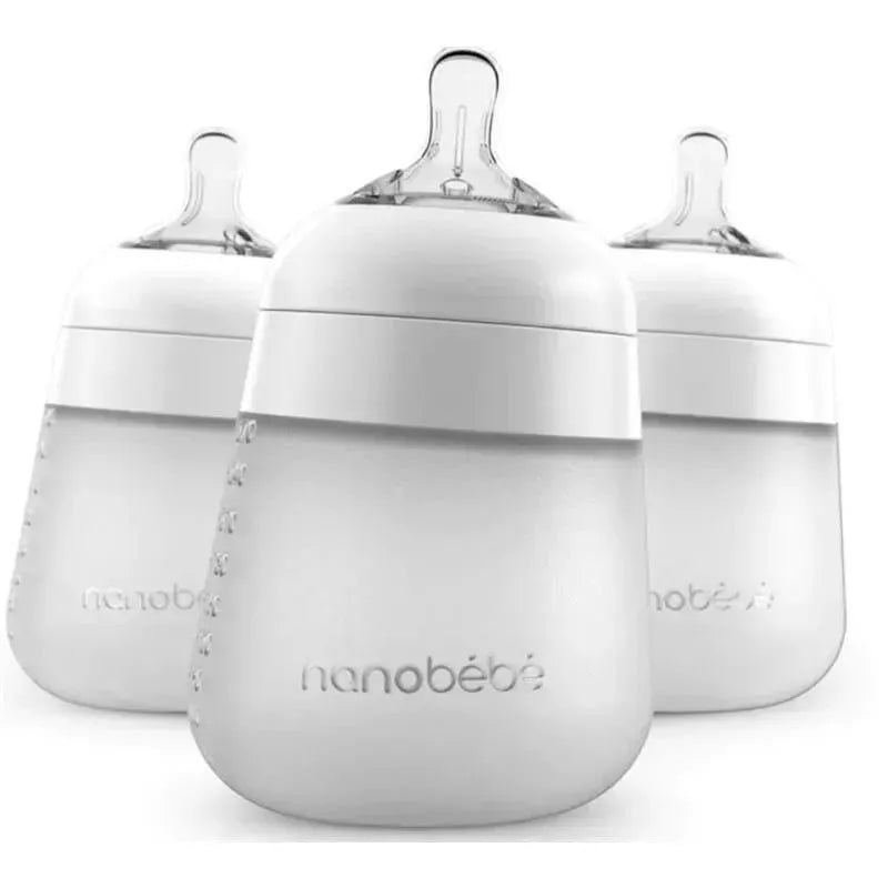 Nanobebe – 3Pk White Flexy Silicone Baby Bottle, 9Oz