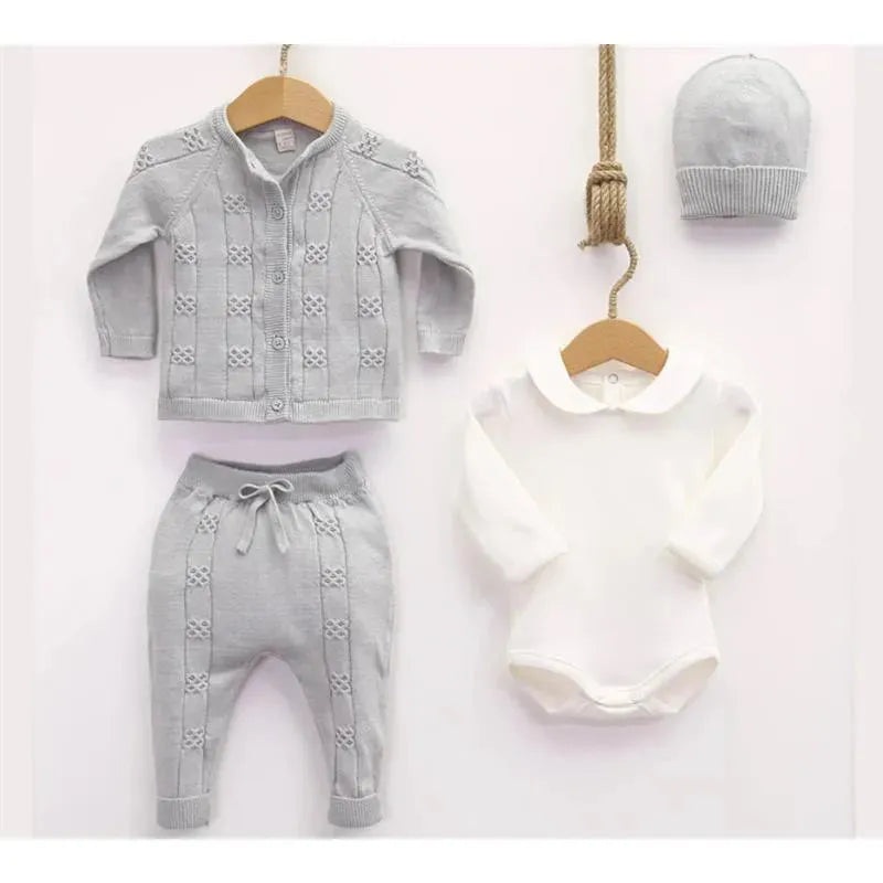 Nipperland – Baby Knitted Out Fit Set W Bow Tie Grey