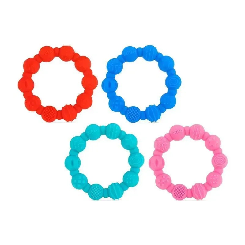Nuby – 2Pk Silicone Ring Teether, Assorted Colors