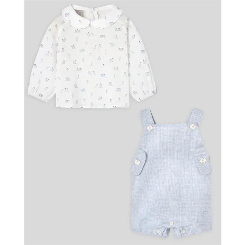 Paz Rodriguez – Baby Boy Romper & Blouse Set Glaciar, Chalk Blue