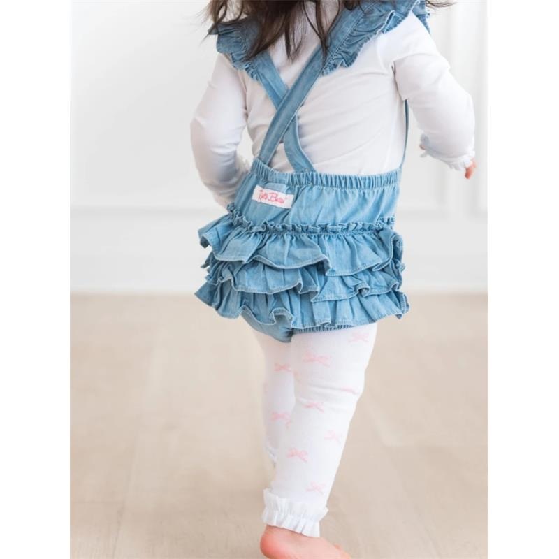 Rufflebutts – Baby Girl Light Wash Flutter Overall Rumper