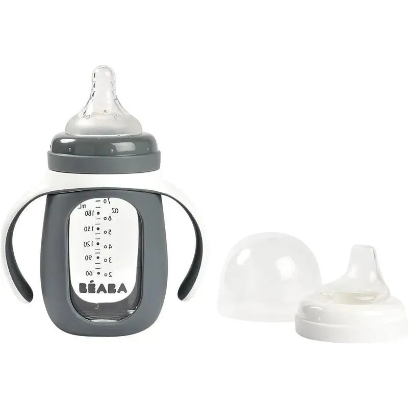 Beaba – 2-In-1 Glass Training Cup, Charcoal