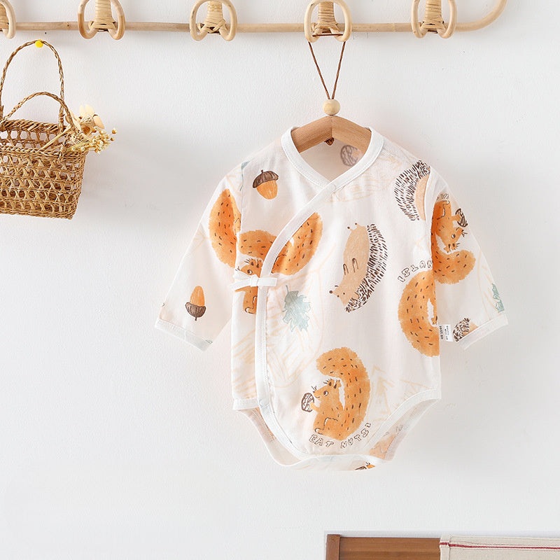 Cotton & Bamboo Muslin Long Sleeve Bodysuit – Squirrel Squirrel 3-6 M