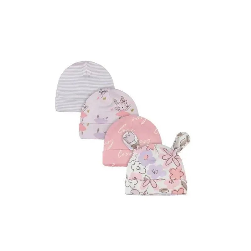Gerber 4 Pack Baby Girls Bunny Ballerina Caps