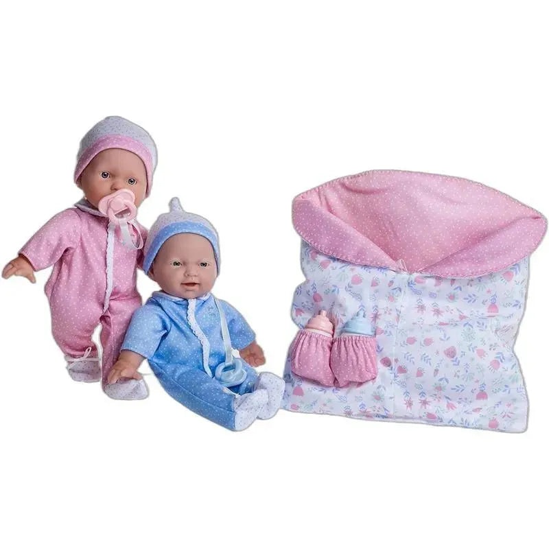 JC Toys – La Baby 11 Soft Body Twin Baby Dolls, Removable Outfits and Reversible Sleeping Bag & Accessories