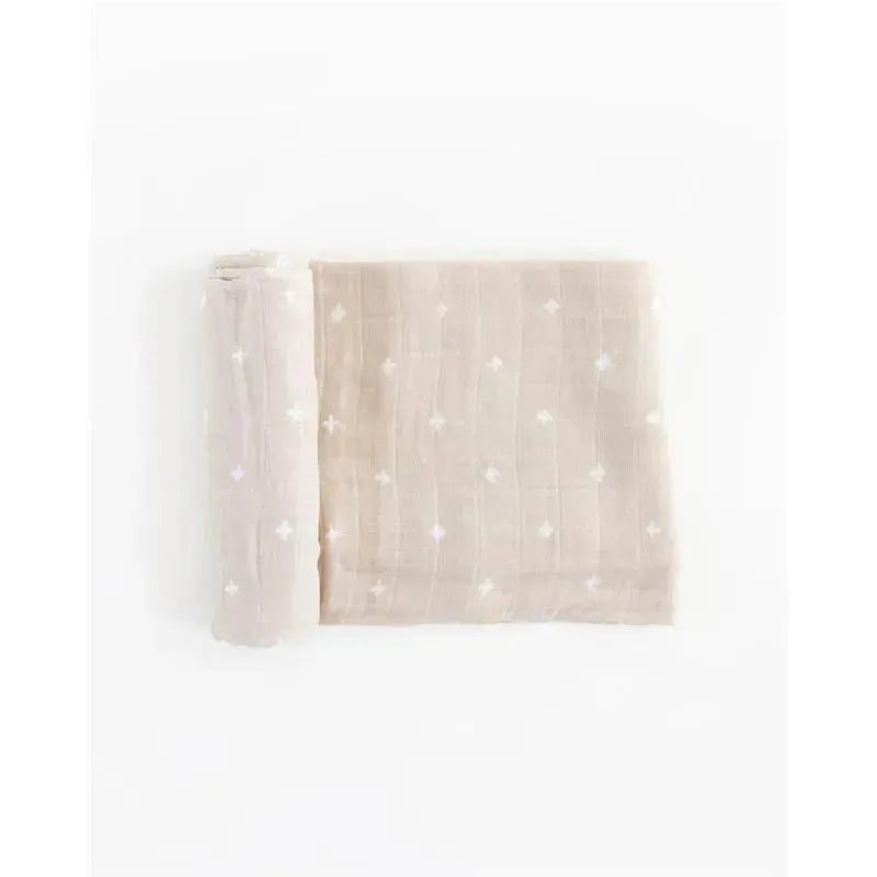 Little Unicorn Cotton Muslin Swaddle Blanket Single – Taupe Cross