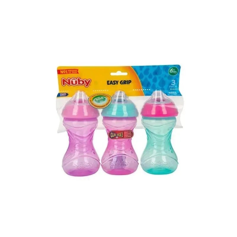 Nuby – Cup 3 Pk Clik-It Soft Spout 10 Oz, Purple/Pink/Aqua