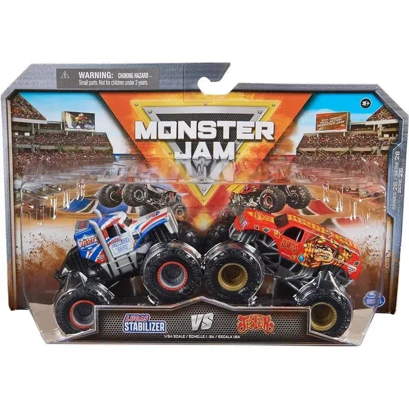 Spin Master – Monster Jam, Official Lucas Stabilizer Vs. Jester Die-Cast Monster Trucks, Ages 3+