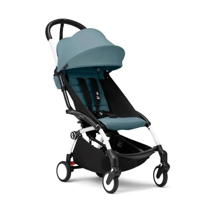 Stokke – Yoyo Stroller White Frame Bundle 6+, Aqua