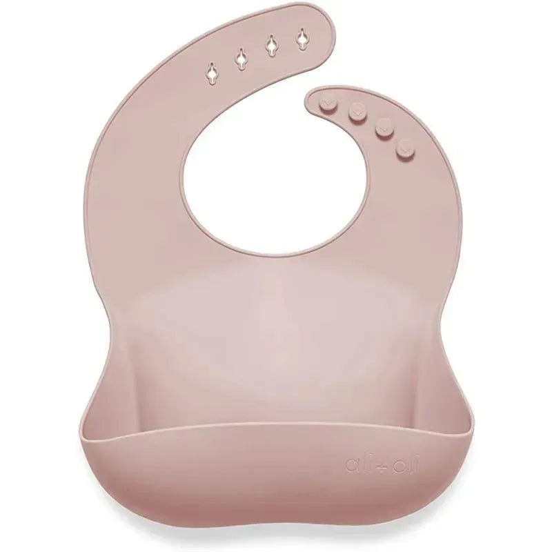 Ali + Oli Silicone Baby Bib Roll Up & Stay Closed (Soft Blush)