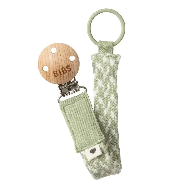 Bibs – Pacifier Clip, Sage/Ivory