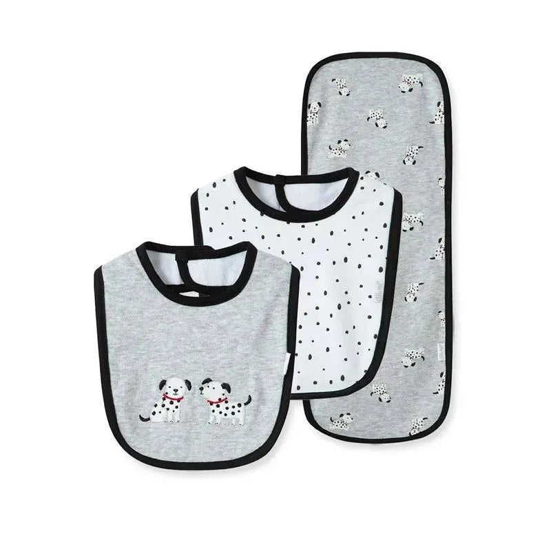 Little Me – Dalmatian Bib Burp, Gray