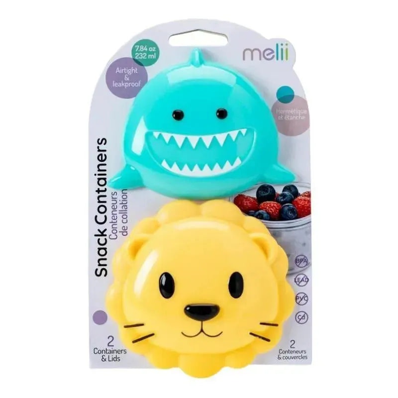 Melii – 2Pk Shark & Lion Snack Container