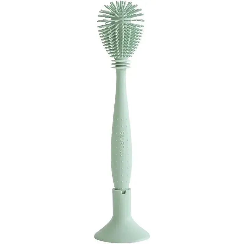 Mushie – Baby Bottle Brush, Soft Silicone with Suction Base, Cambridge Blue