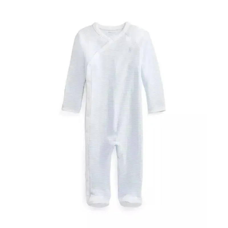 Polo Ralph Lauren Baby – Boy Long-Sleeve Organic Cotton Interlock Knit Coverall, Beryl Blue/White