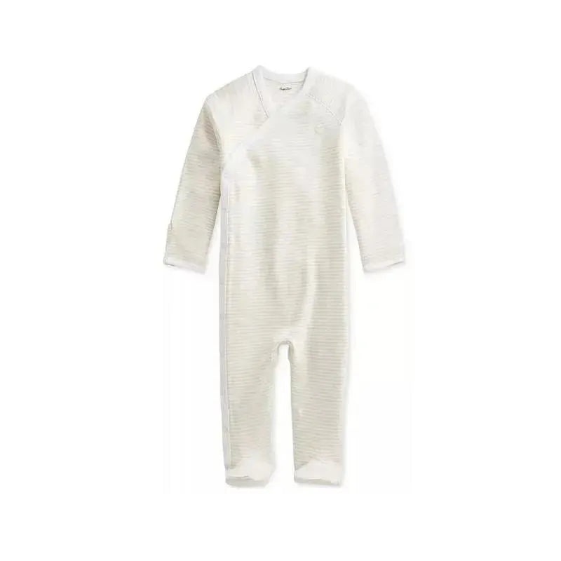 Ralph Lauren – Cotton Interlock Polo Coverall, Oatmeal Heather/White