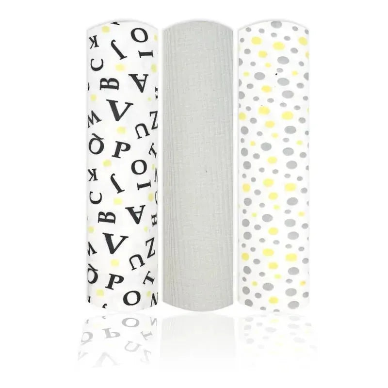 Rose Textiles – 3 Pk Knit Swaddles, Grey Abc’s