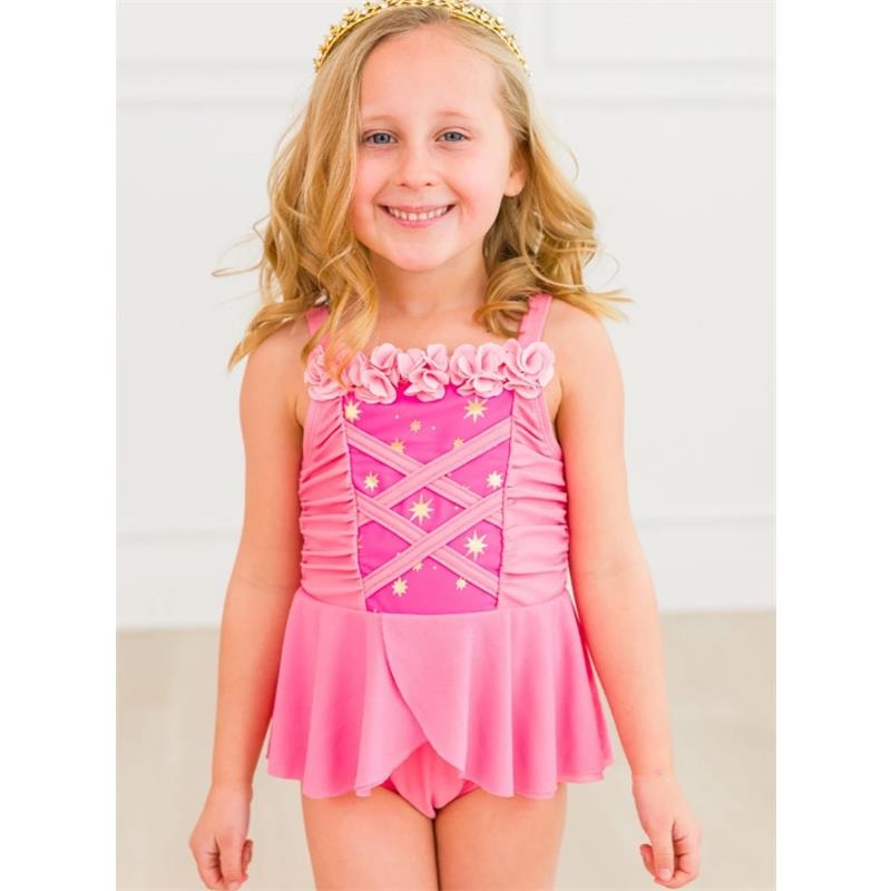 Rufflebutts – Baby Girl Dress-Up One Piece Swimsuit Royal Pink Princess