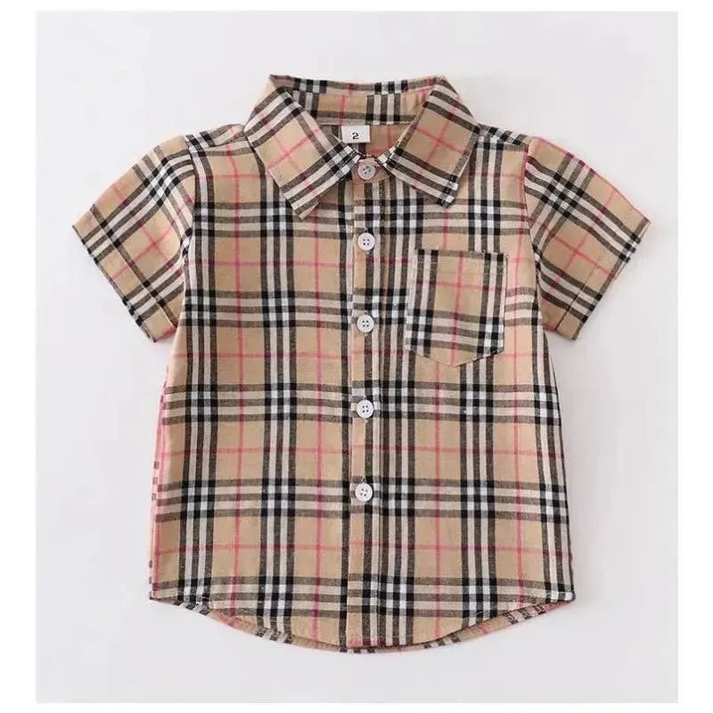 Honeydew – Baby Brown Plaid Button Down Boy Shirt