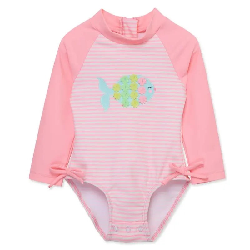 Little Me – Baby Girl Fish 1-Piece Rashguard Swimsuit