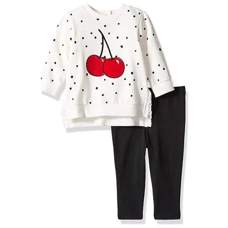 Little Me Baby Girls Cherry Sweatshirt Set, Black & White
