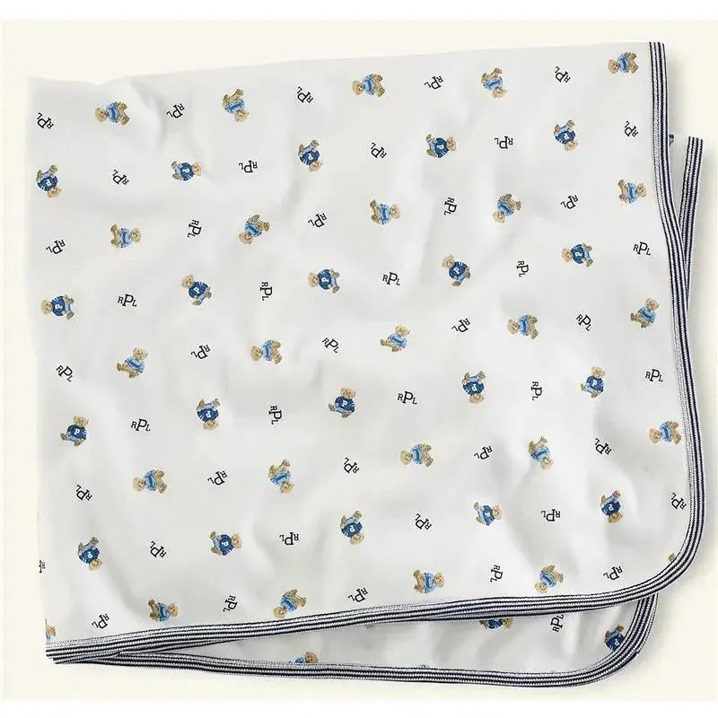 Ralph Lauren Bear-Print Cotton Blanket, French Navy