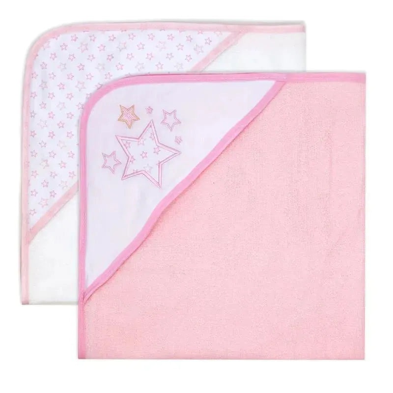 Rose Textiles – 2 Pack Hooded Towel Set, Pink Stars