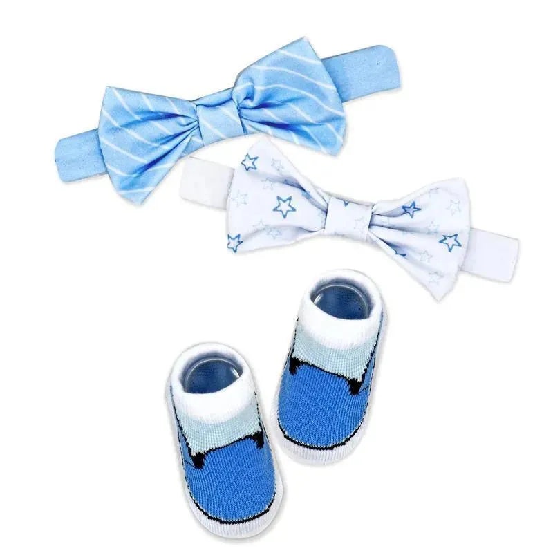 Rose Textiles- 3 Pc Socks And Bowties Set, Blue Stars