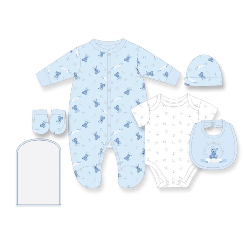 Rose Textiles – 5Pk Baby Boys Mesh Bag Set, Prince Bear Blue