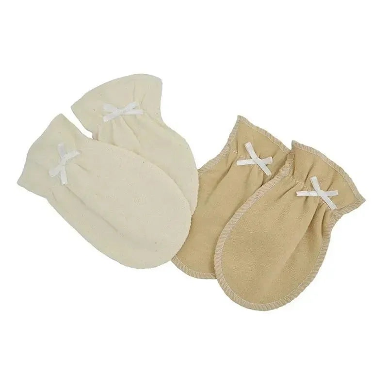 American Baby – 2Pk Organic Cotton Mittens, Natural/Mocha