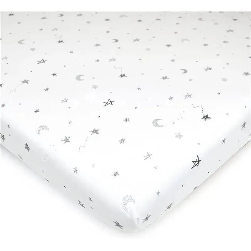 American Baby – Fitted Bassinet Sheet Printed 100% Natural Cotton Jersey Knit, Stars & Moons