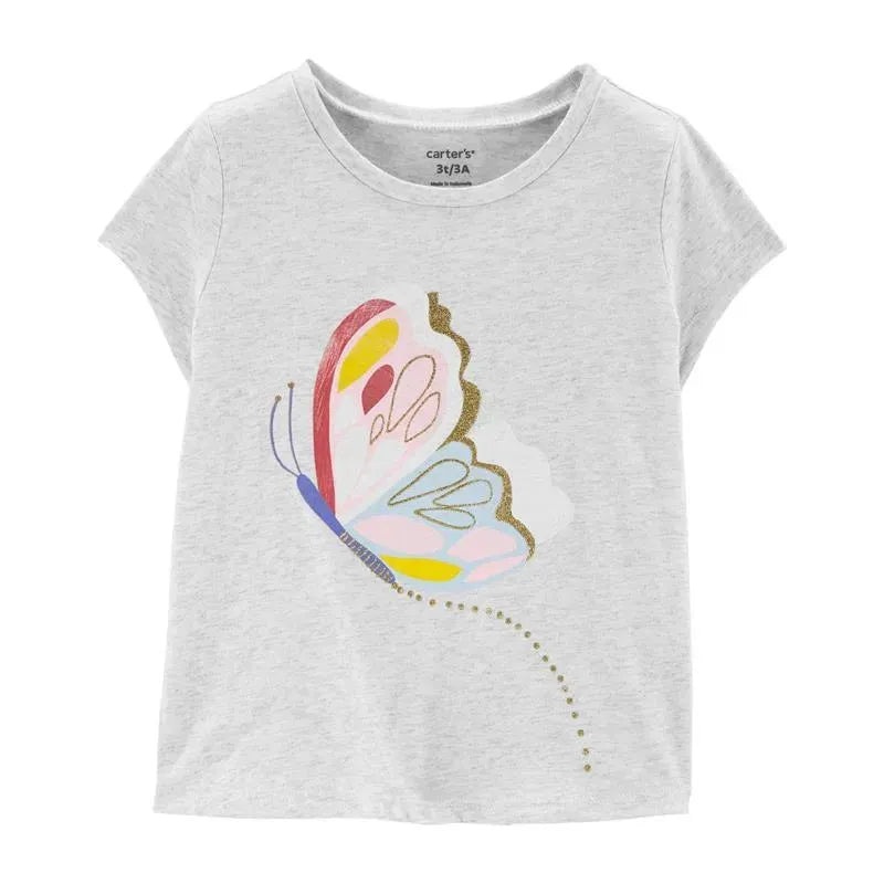 Carters – Baby Girl Butterfly Jersey Tee, Heather