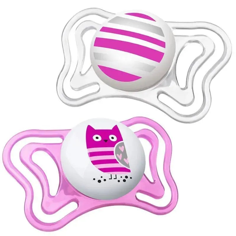 Chicco – 2 Pk Physioforma Light Day & Night Orthodontic Pacifier Pink, 6/16M