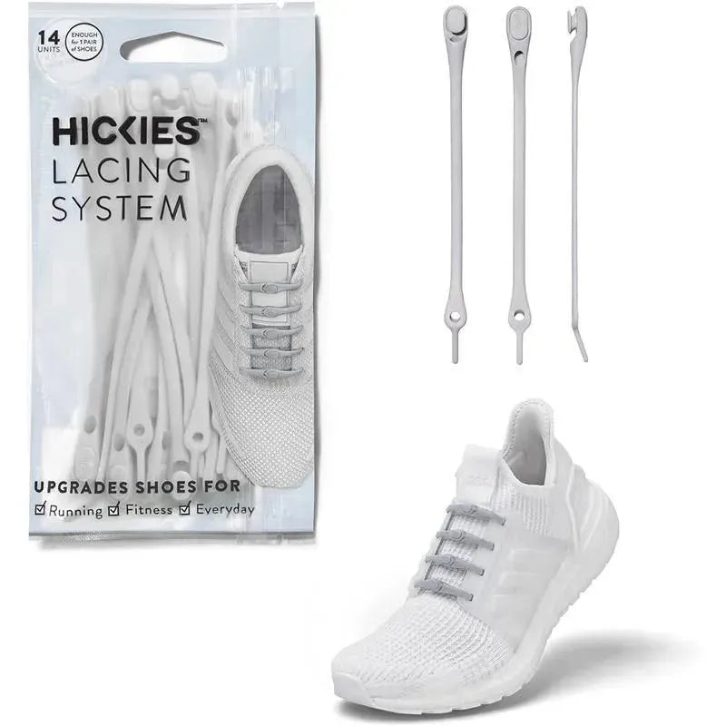 Hickies – No Tie Shoelaces For Adults Premium, Unisex, One Size fit All, Grey Straps