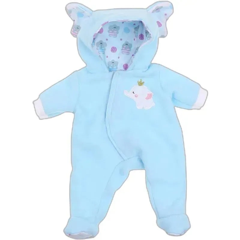JC Toys – Berenguer Boutique Baby Doll Outfit, Blue Elephant Themed Hooded Onesie, Ages 2+