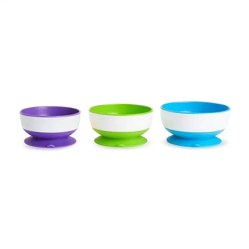 Munchkin Stay Put Suction Bowls, Assorted Colors, 3-Pack