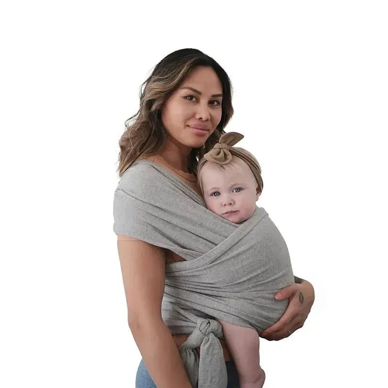 Mushie – 100% Organic Cotton Baby Wrap Carrier, Grey Melange