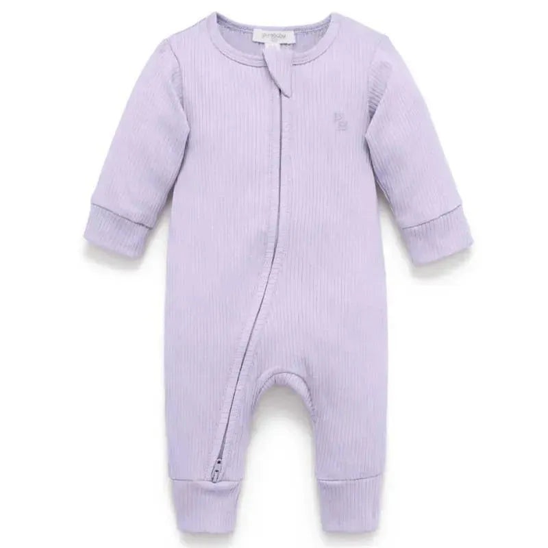 Pure Baby – Baby Girl Rib Zip Growsuit, Lilac