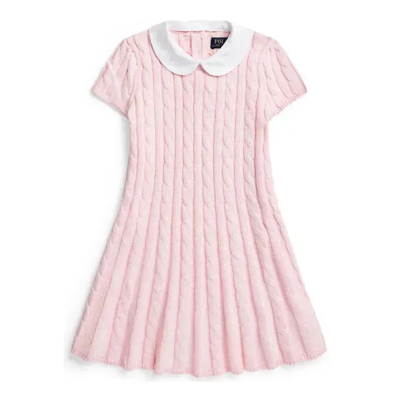 Ralph Lauren Baby – Short-Sleeve Cotton Cable Knit Sweater Dress