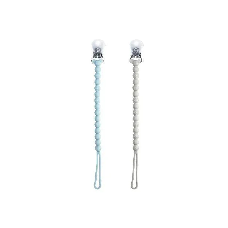 Razbaby – Razzies Silicone Paci/Teether Holder 2Pk, Blue & Grey