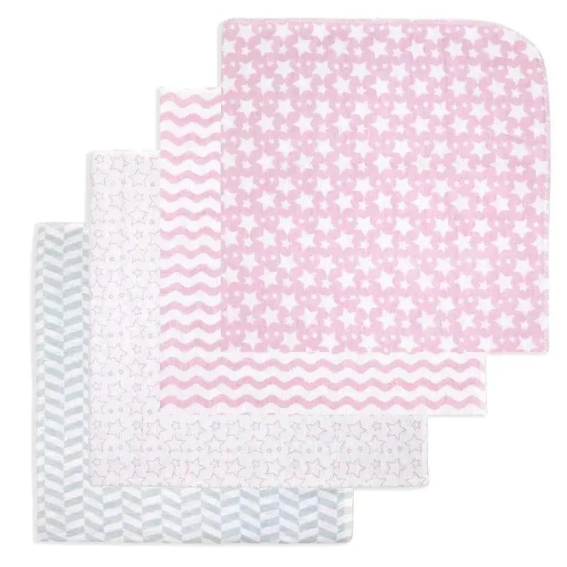 Rose Textiles – 4Pk Receiving Blanket Pink Stars