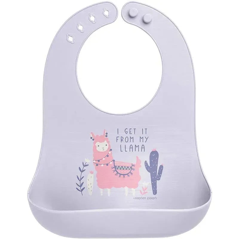 Stephen Joseph 100% Silicone Bibs For Baby Girls, Llama