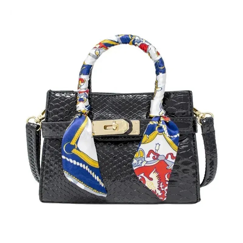 Tiny Treats – Crocodile Scarf Handbag, Black