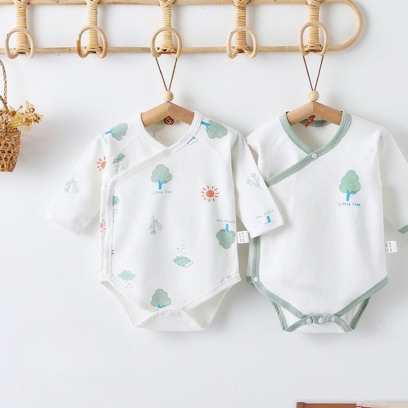 [2-Pieces Set] 100% Cotton Long Sleeve Bodysuit- Green Tree Green Tree 0-3 M