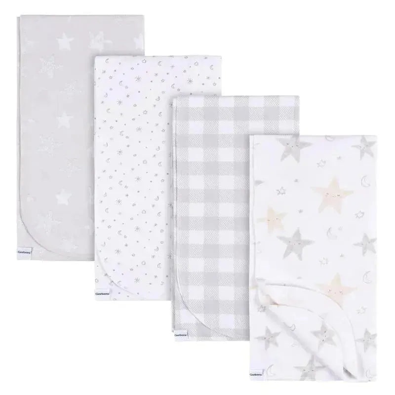 Gerber Bedding – 4Pk Flannel Blanket, Neutral Celestial